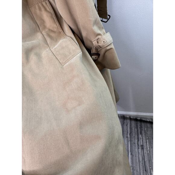 VINTAGE Aquascutum Long Trench Coat 2way Beige Tan Wool Authentic ENGLAND - Picture 10 of 16